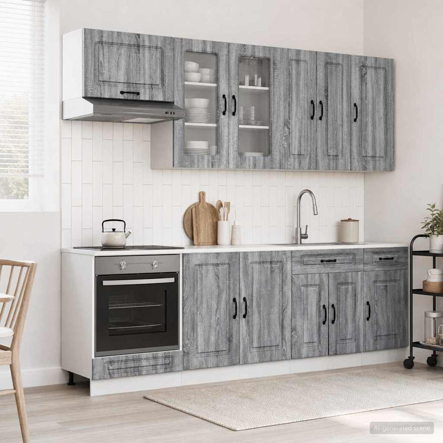 Keukenblok KALMAR 8 pcs Grijs Sonoma Bewerkt hout