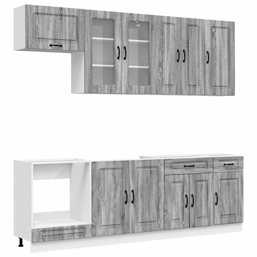 Keukenblok KALMAR 8 pcs Grijs Sonoma Bewerkt hout