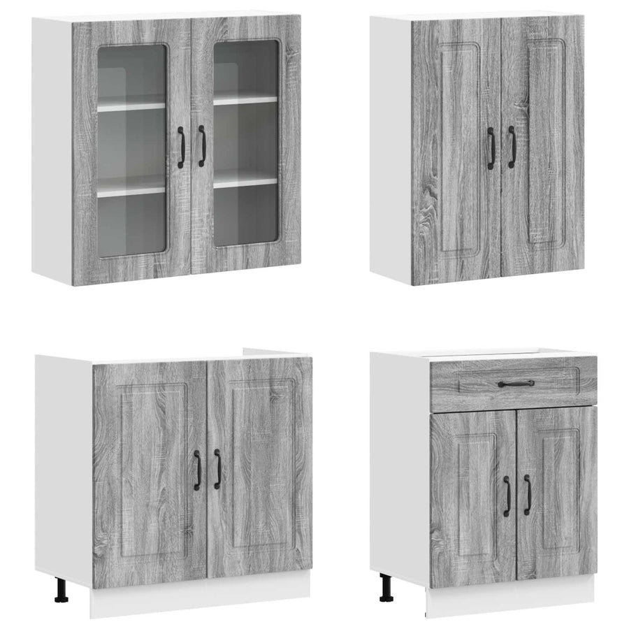 Keukenblok KALMAR 8 pcs Grijs Sonoma Bewerkt hout