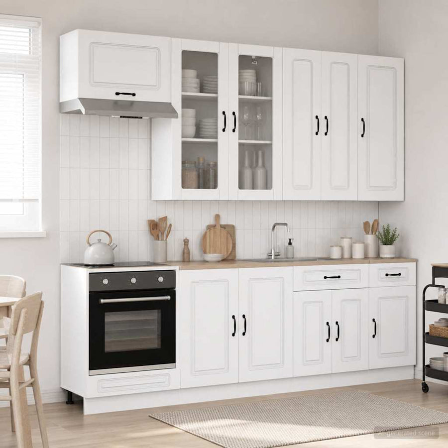 Keukenblok KALMAR 8 pcs Wit Bewerkt hout