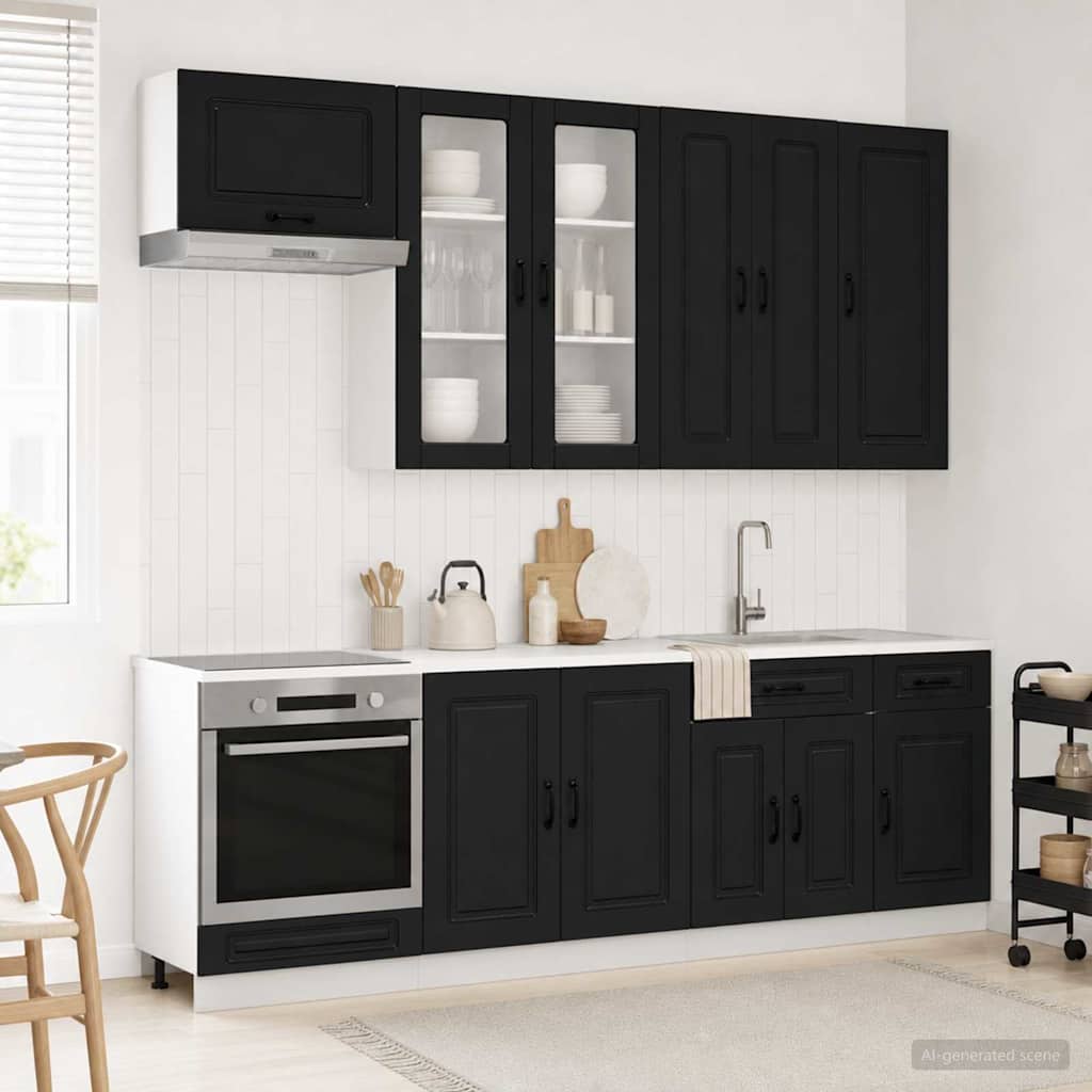 Keukenblok KALMAR 8 pcs Zwart Bewerkt hout