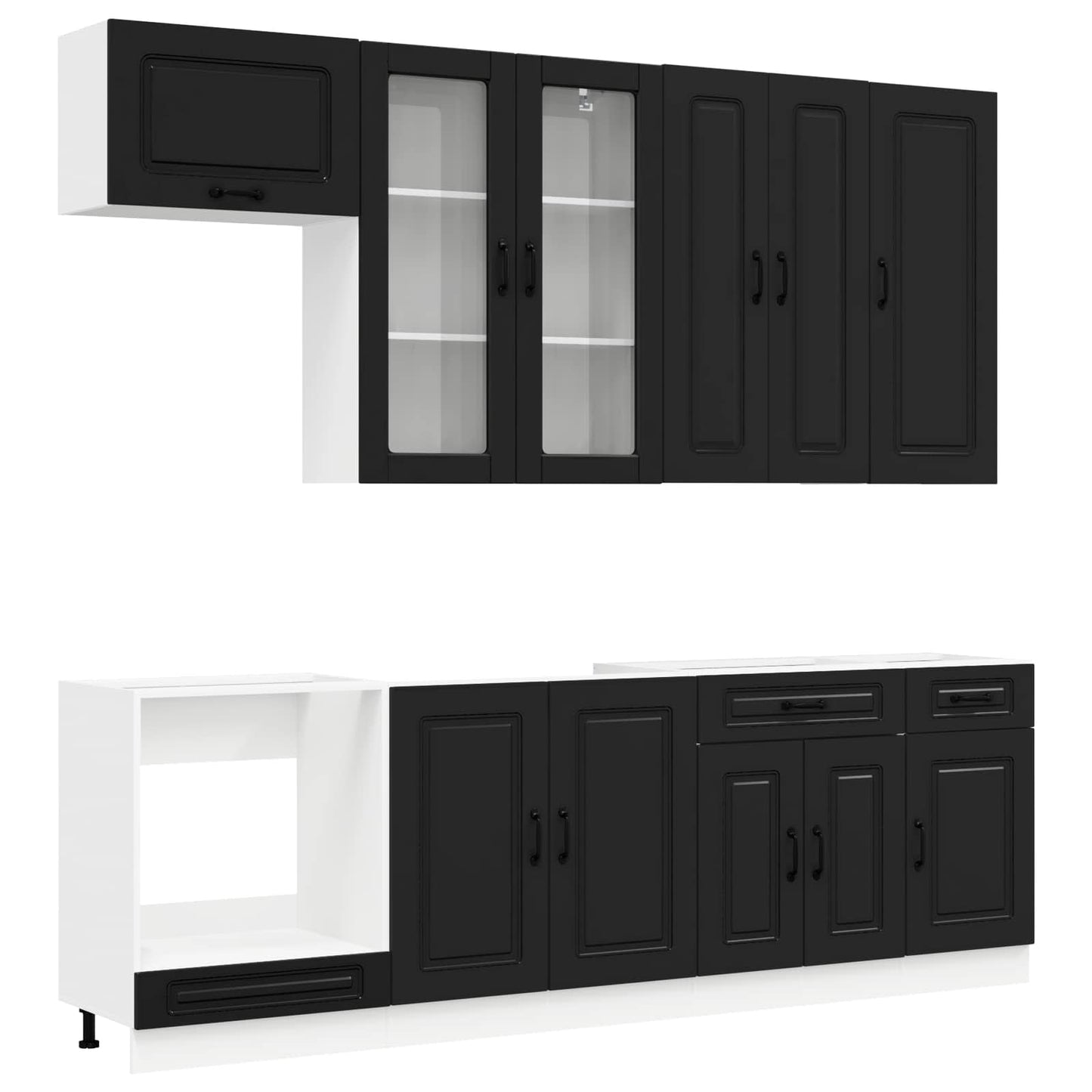 Keukenblok KALMAR 8 pcs Zwart Bewerkt hout