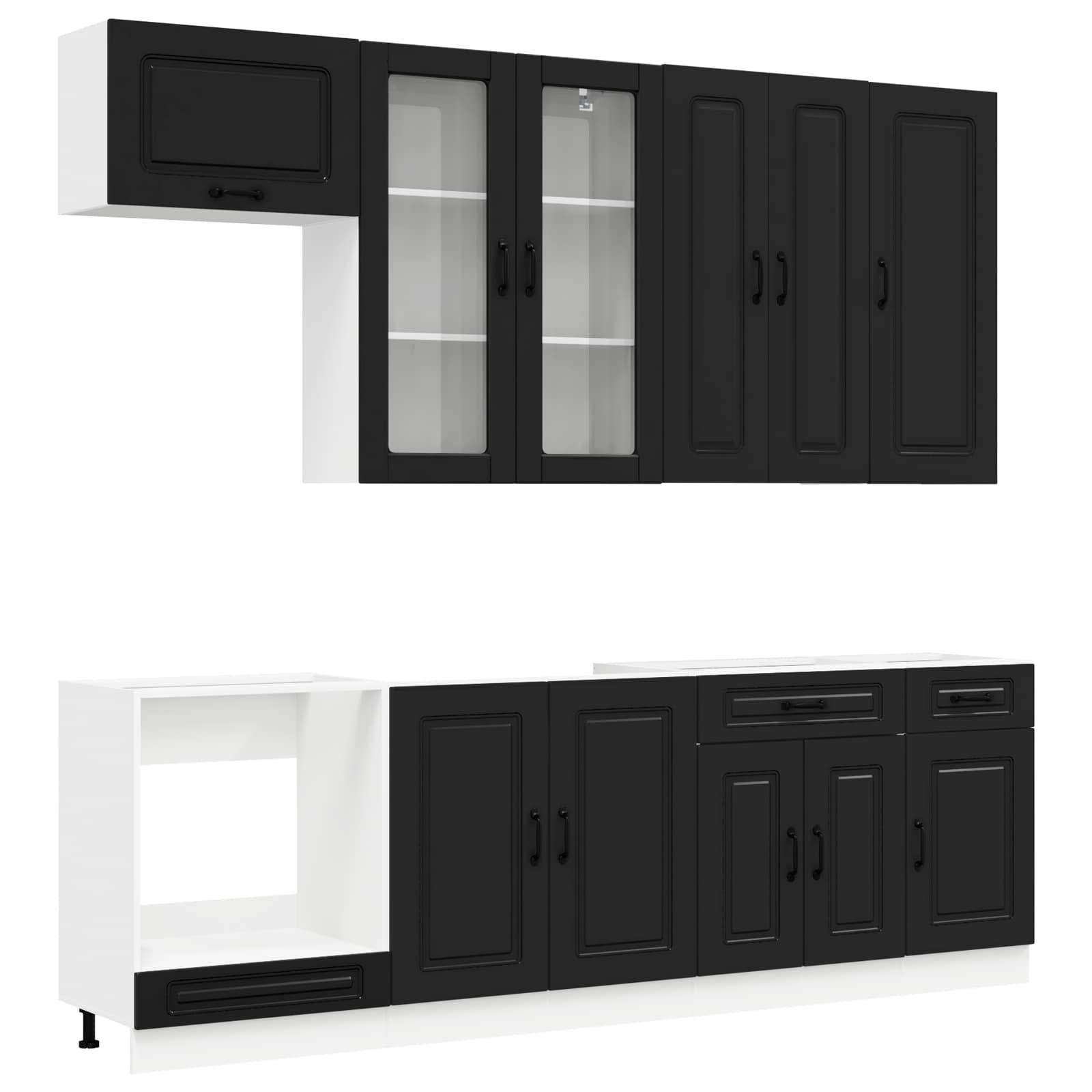 Keukenblok KALMAR 8 pcs Zwart Bewerkt hout