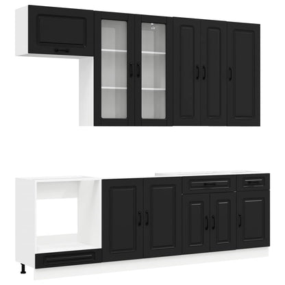 Keukenblok KALMAR 8 pcs Zwart Bewerkt hout