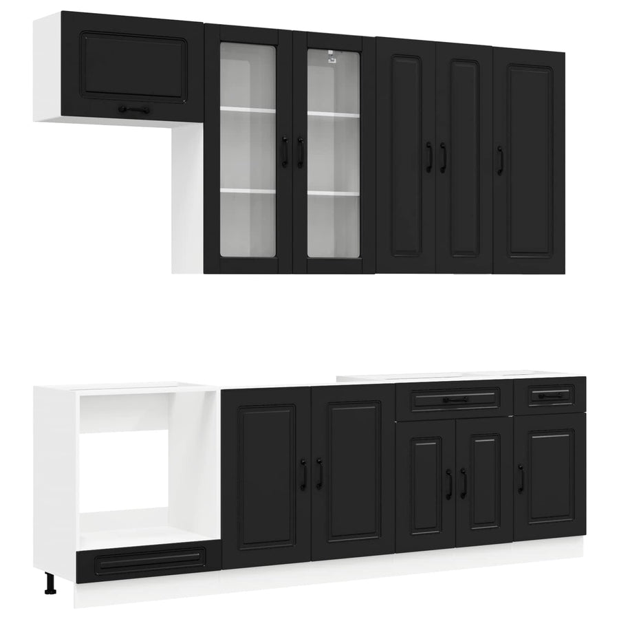 Keukenblok KALMAR 8 pcs Zwart Bewerkt hout