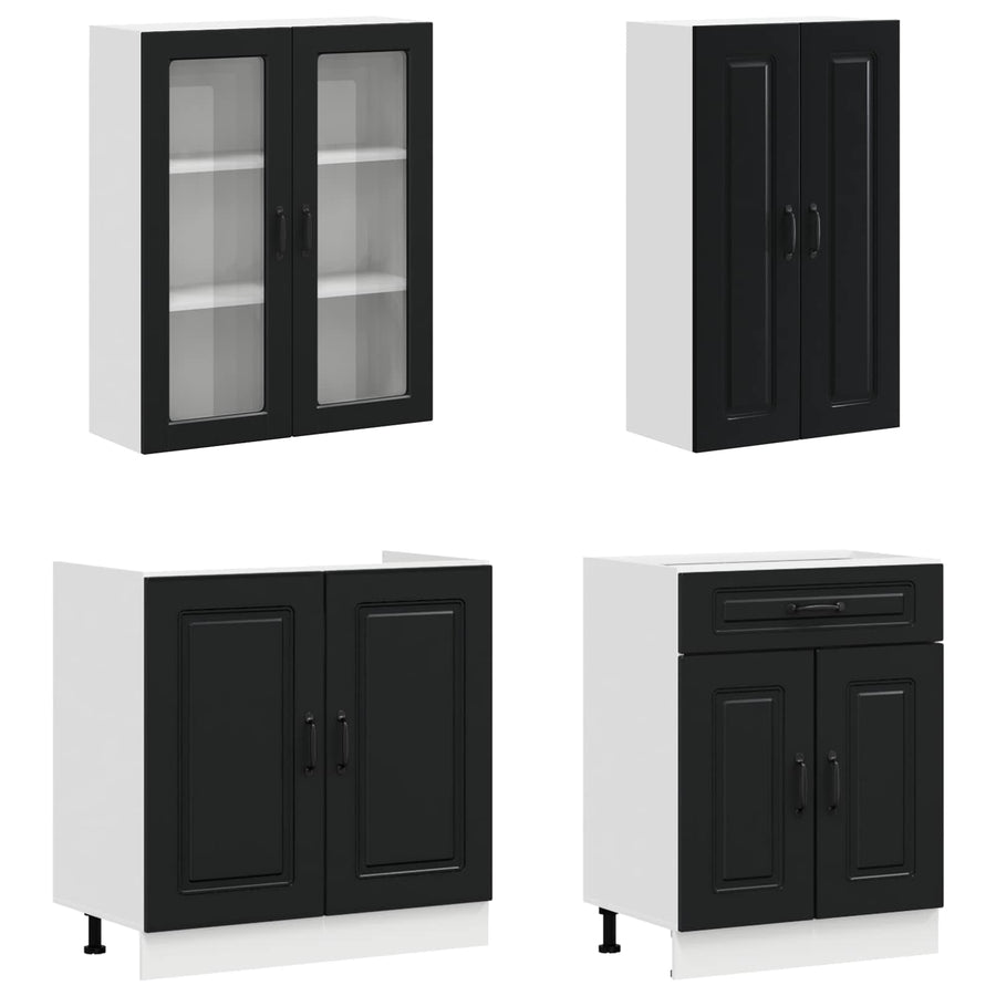 Keukenblok KALMAR 8 pcs Zwart Bewerkt hout