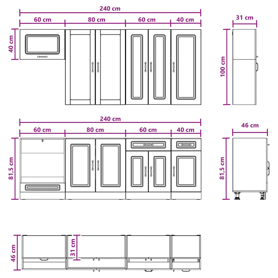 Keukenblok KALMAR 8 pcs Sonoma Eiken Bewerkt hout