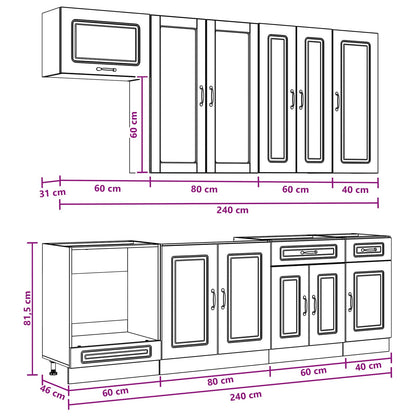 Keukenblok KALMAR 8 pcs Sonoma Eiken Bewerkt hout