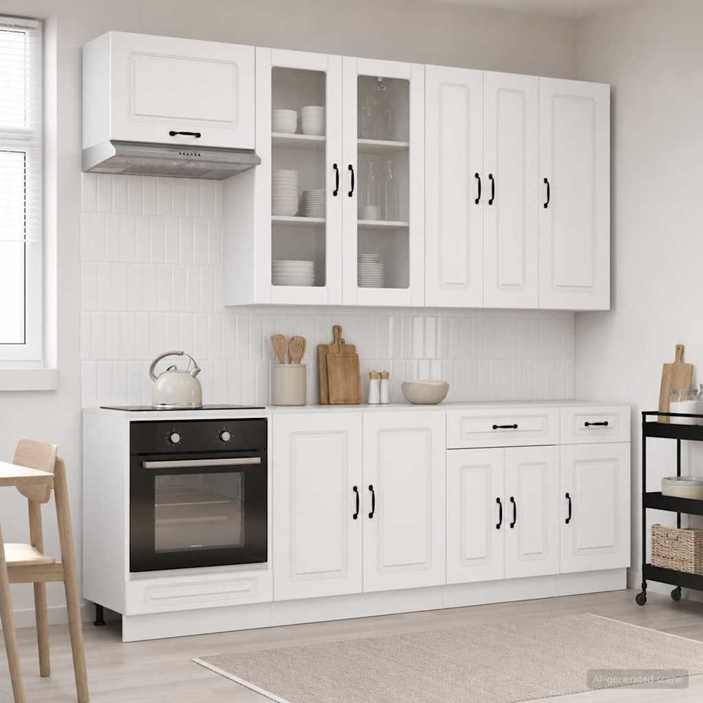 Keukenblok KALMAR 8 pcs Hoogglans Wit Bewerkt hout