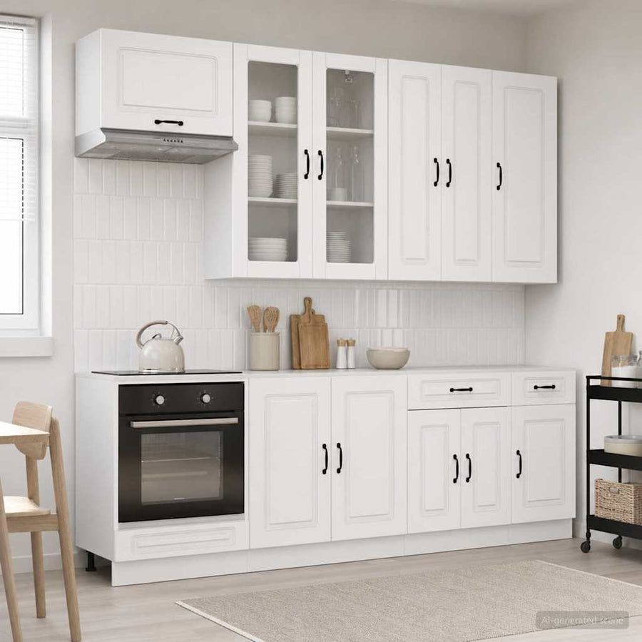 Keukenblok KALMAR 8 pcs Hoogglans Wit Bewerkt hout