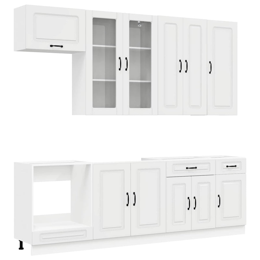 Keukenblok KALMAR 8 pcs Hoogglans Wit Bewerkt hout