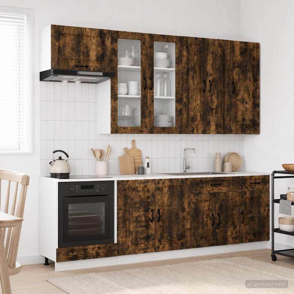 Keukenblok KALMAR 8 pcs Gerookt eiken Bewerkt hout