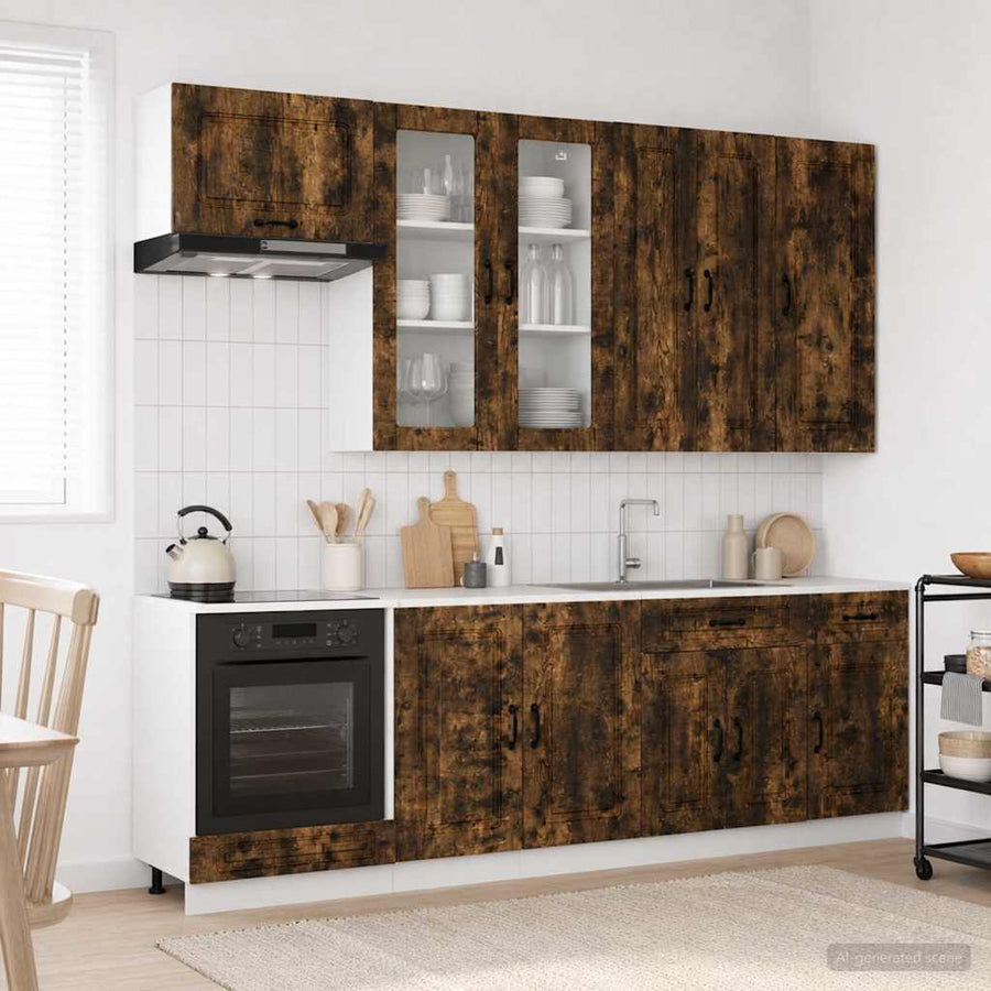 Keukenblok KALMAR 8 pcs Gerookt eiken Bewerkt hout