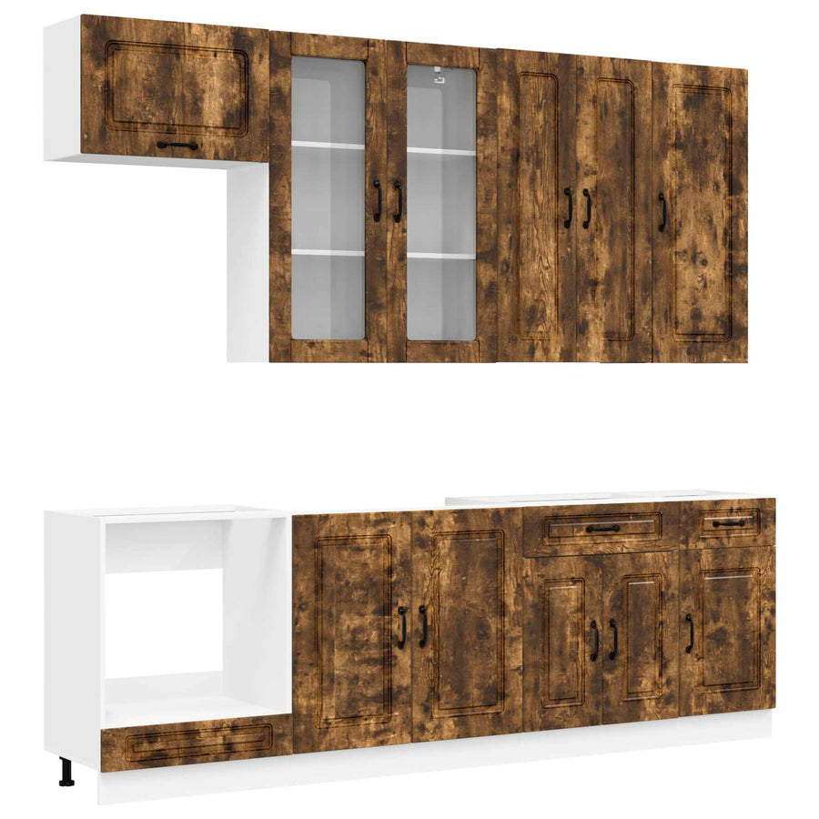 Keukenblok KALMAR 8 pcs Gerookt eiken Bewerkt hout