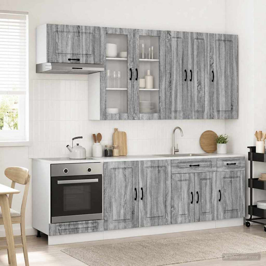 Keukenblok KALMAR 8 pcs Grijs Sonoma Bewerkt hout