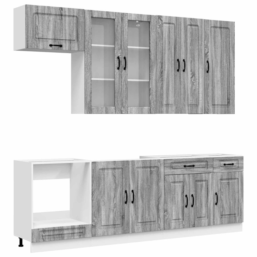 Keukenblok KALMAR 8 pcs Grijs Sonoma Bewerkt hout