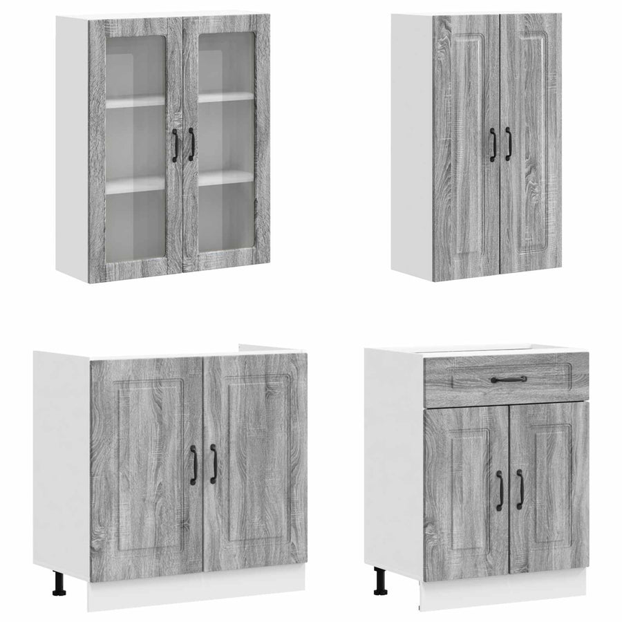 Keukenblok KALMAR 8 pcs Grijs Sonoma Bewerkt hout