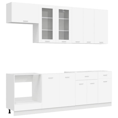 Keukenblok LYON 8 pcs Wit Bewerkt hout