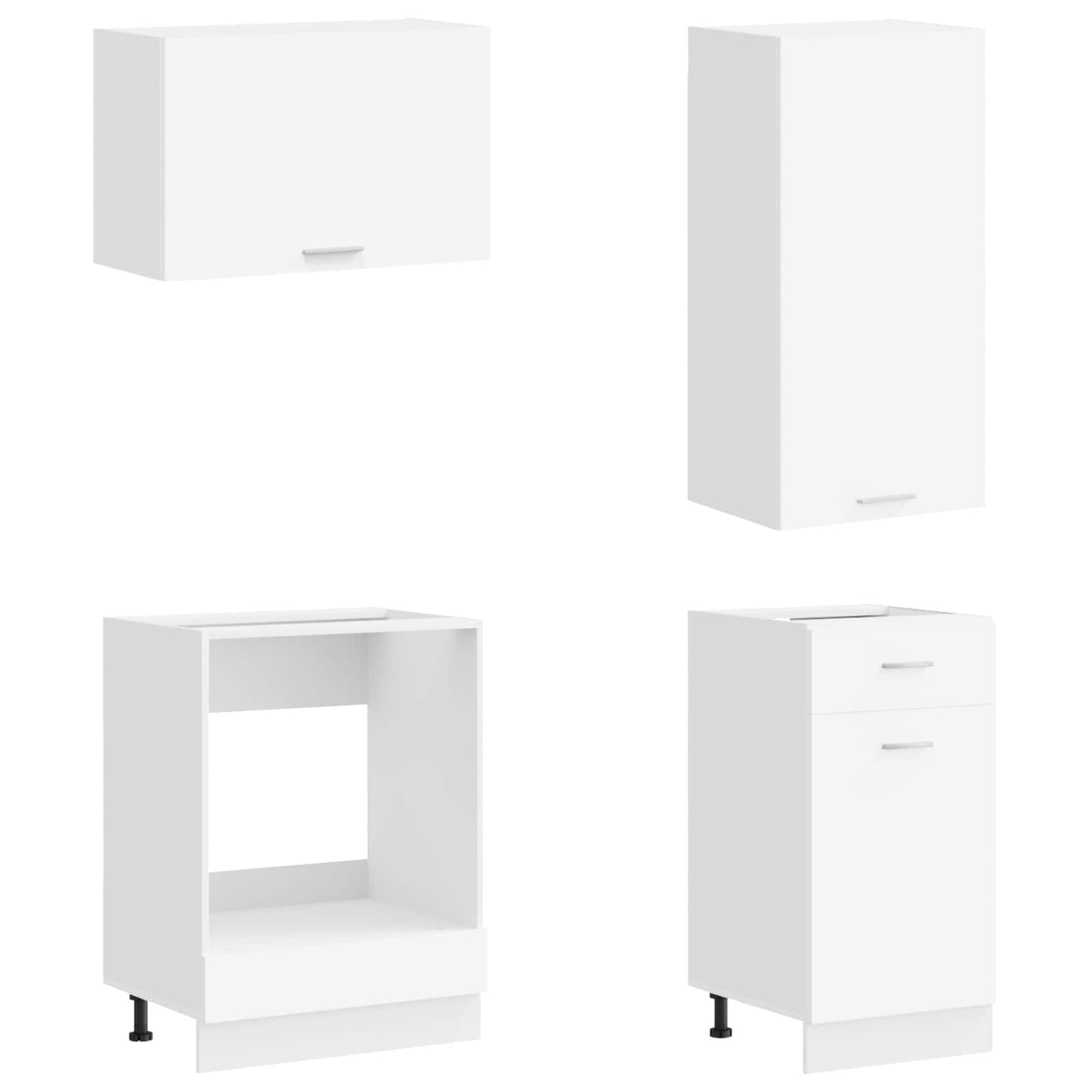 Keukenblok LYON 8 pcs Wit Bewerkt hout