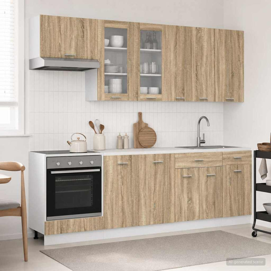 Keukenblok LYON 8 pcs Sonoma Eiken Bewerkt hout