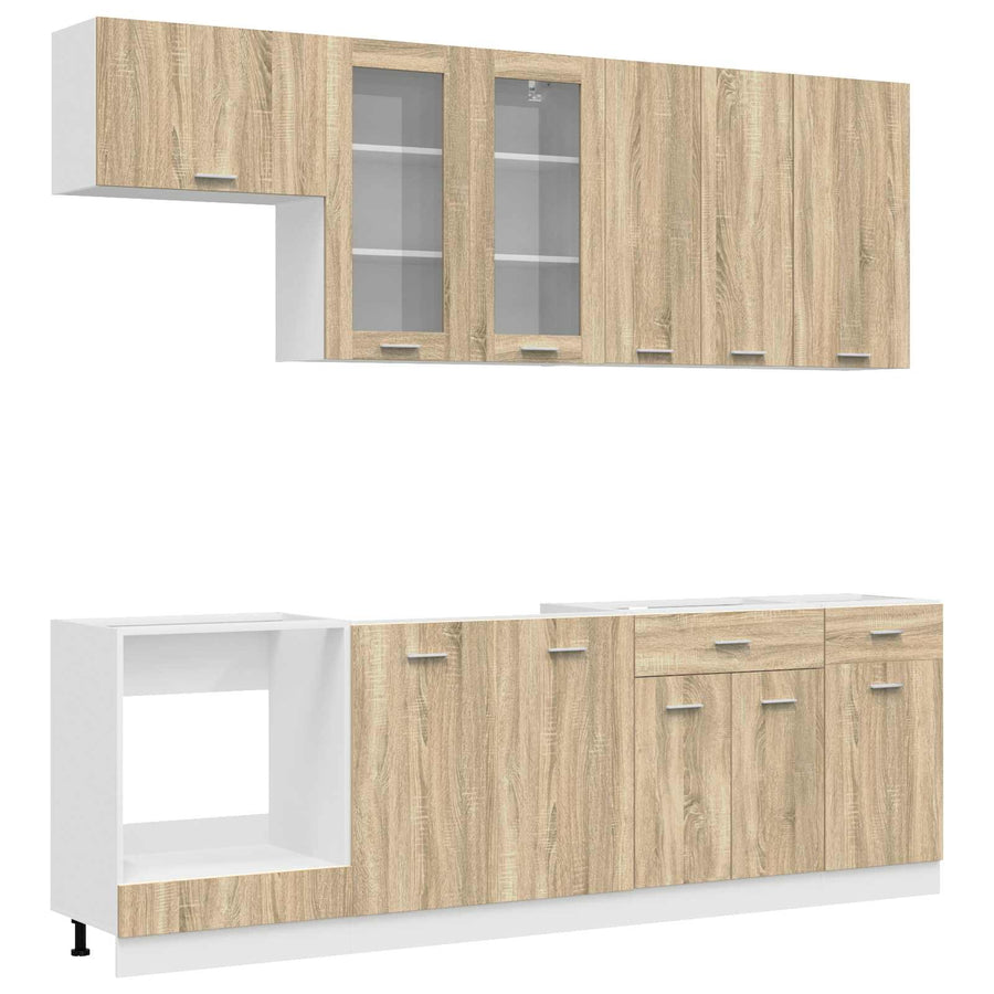 Keukenblok LYON 8 pcs Sonoma Eiken Bewerkt hout