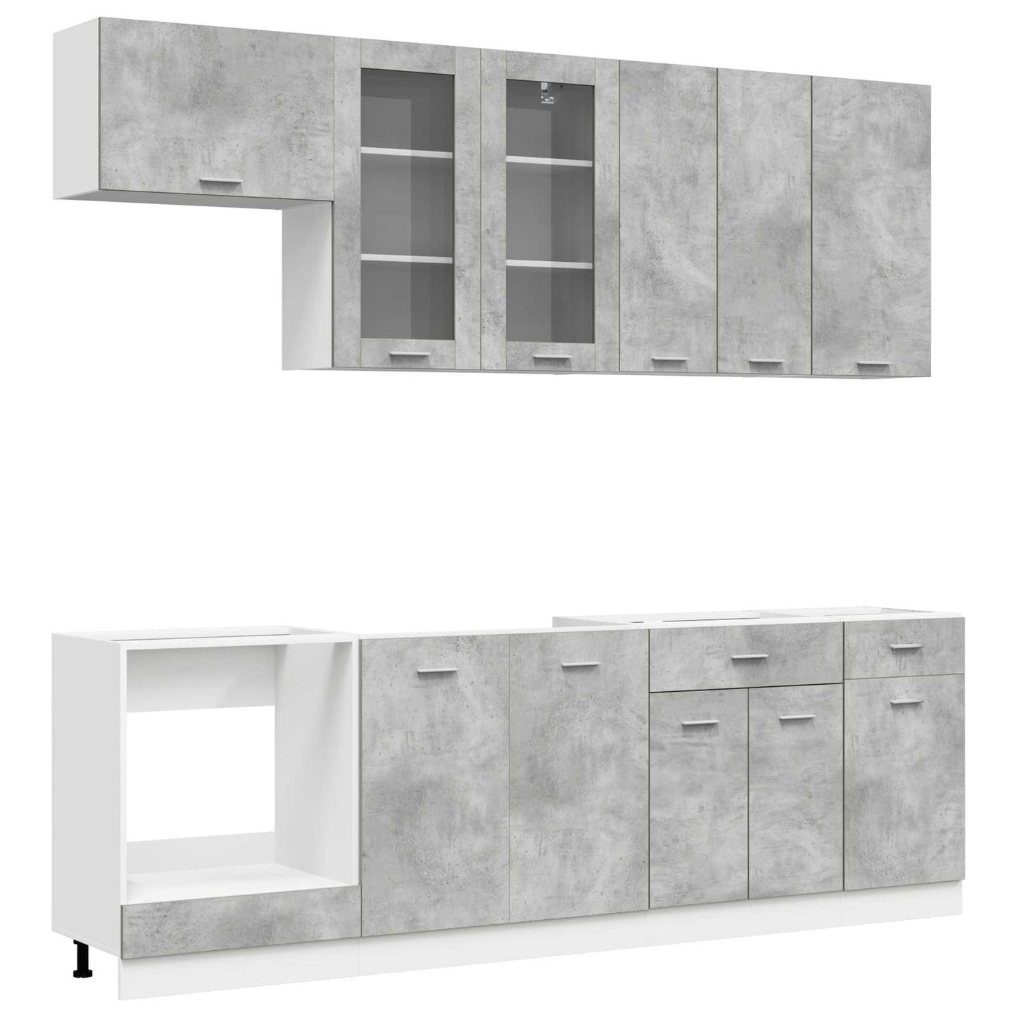 Keukenblok LYON 8 pcs Betongrijs Bewerkt hout