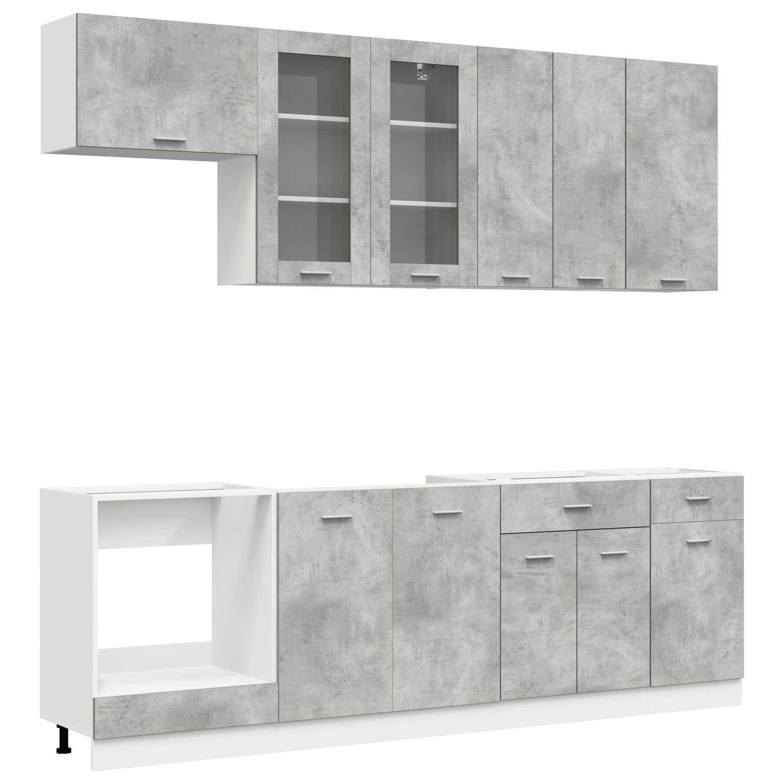 Keukenblok LYON 8 pcs Betongrijs Bewerkt hout