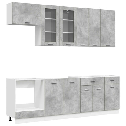 Keukenblok LYON 8 pcs Betongrijs Bewerkt hout