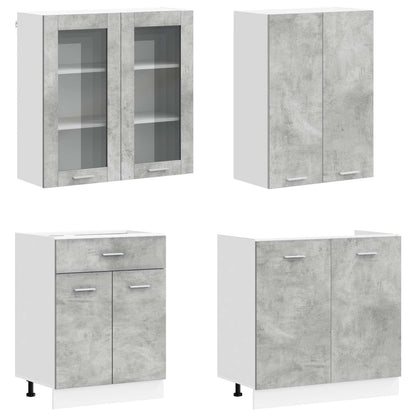 Keukenblok LYON 8 pcs Betongrijs Bewerkt hout