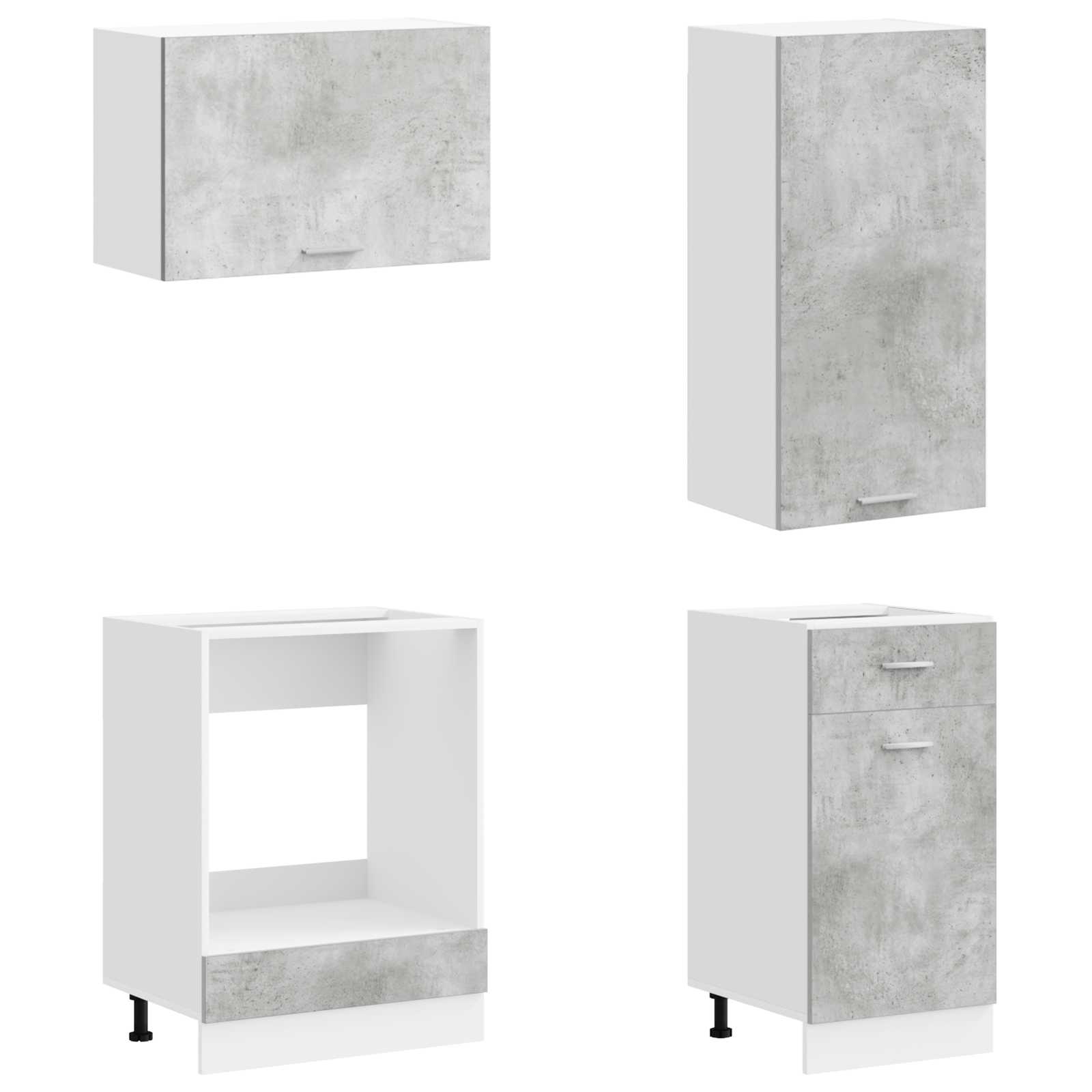 Keukenblok LYON 8 pcs Betongrijs Bewerkt hout
