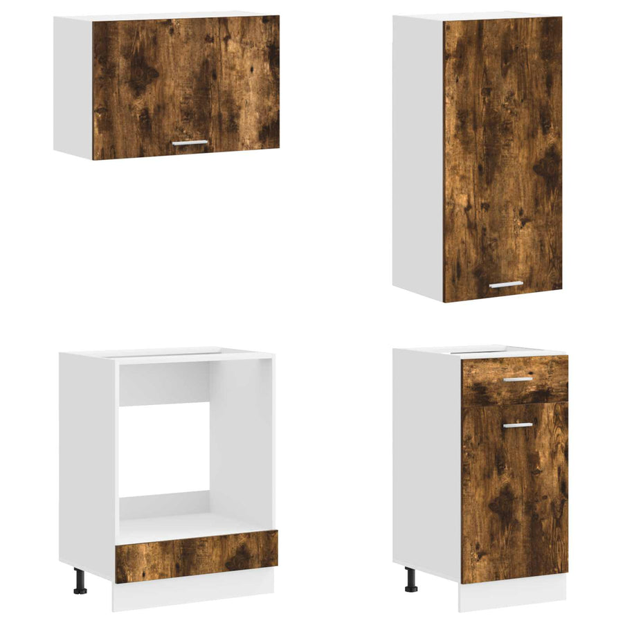 Keukenblok LYON 8 pcs Gerookt eiken Bewerkt hout