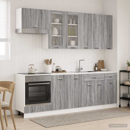 Keukenblok LYON 8 st Grijs Sonoma Bewerkt hout