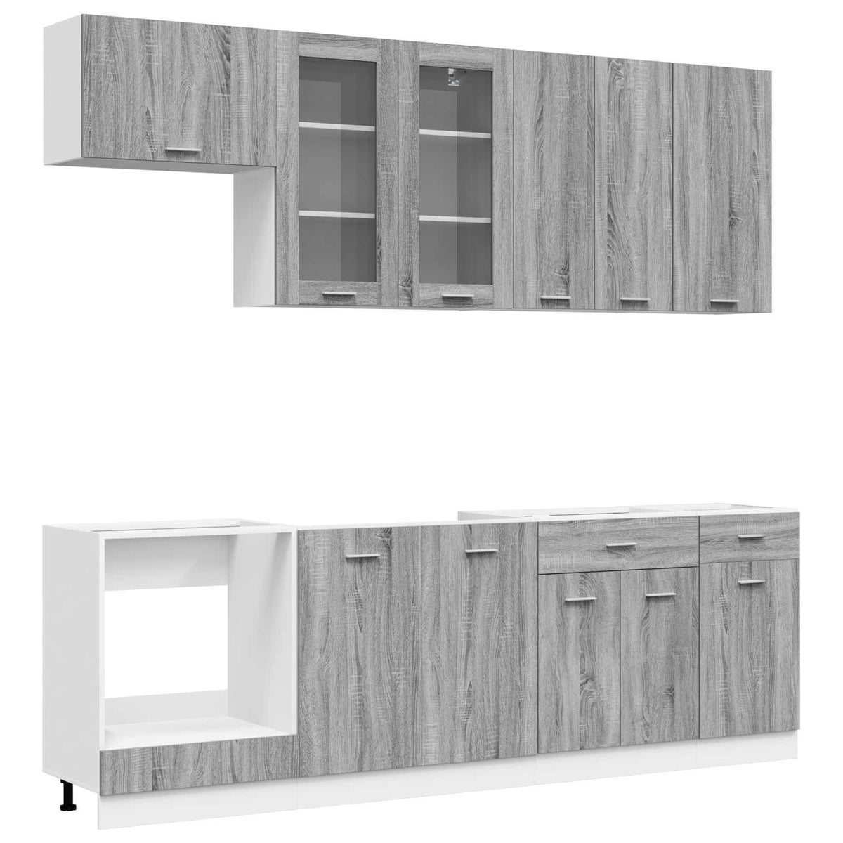 Keukenblok LYON 8 st Grijs Sonoma Bewerkt hout