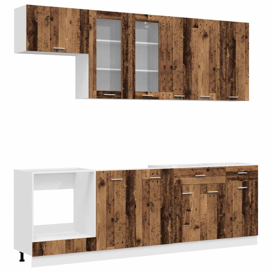 Keukenblok LYON 8 pcs Oud hout Bewerkt hout