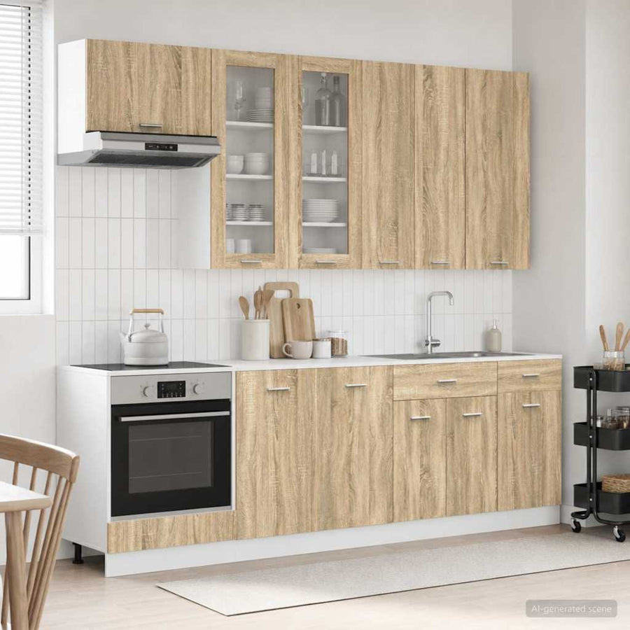 Keukenblok LYON 8 pcs Sonoma Eiken Bewerkt hout