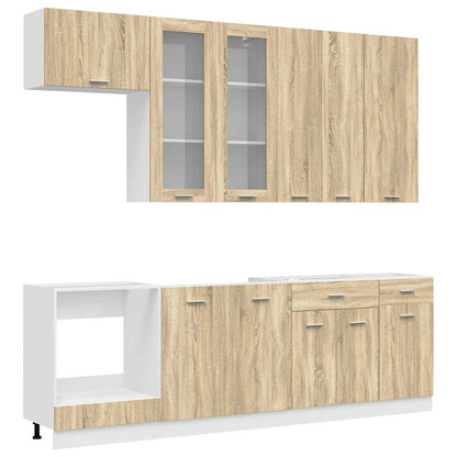 Keukenblok LYON 8 pcs Sonoma Eiken Bewerkt hout