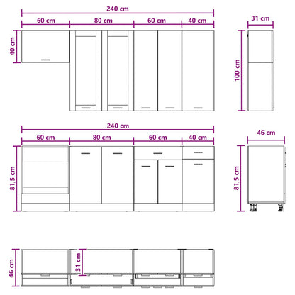 Keukenblok LYON 8 pcs Sonoma Eiken Bewerkt hout