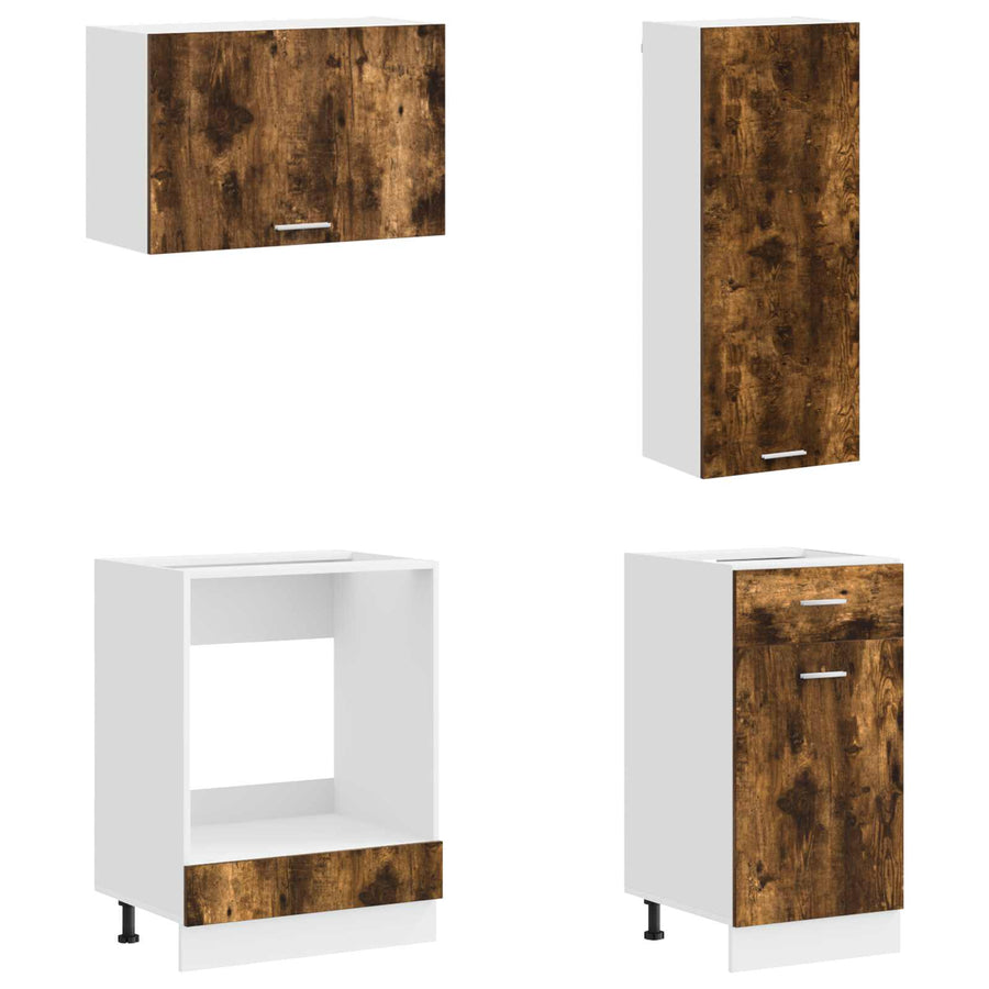 Keukenblok LYON 8 pcs Gerookt eiken Bewerkt hout