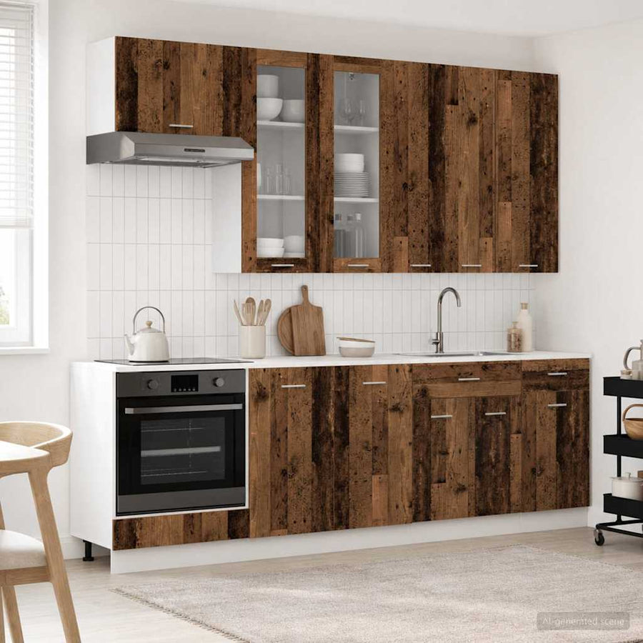 Keukenblok LYON 8 pcs Oud hout Bewerkt hout