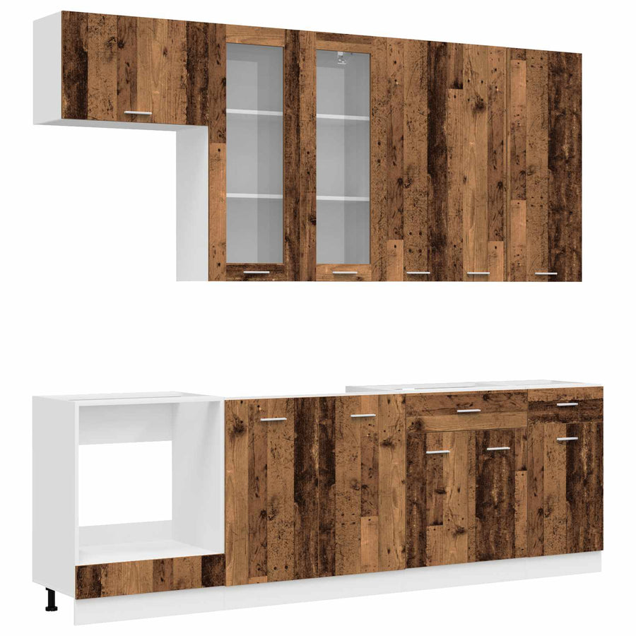 Keukenblok LYON 8 pcs Oud hout Bewerkt hout