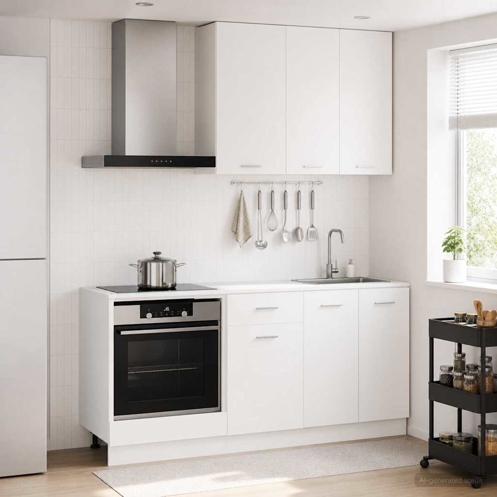 Keukenblok LYON 5 pcs Wit Bewerkt hout