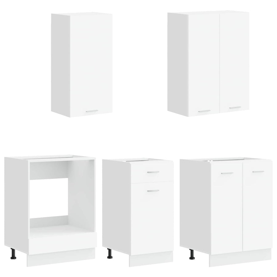 Keukenblok LYON 5 pcs Wit Bewerkt hout