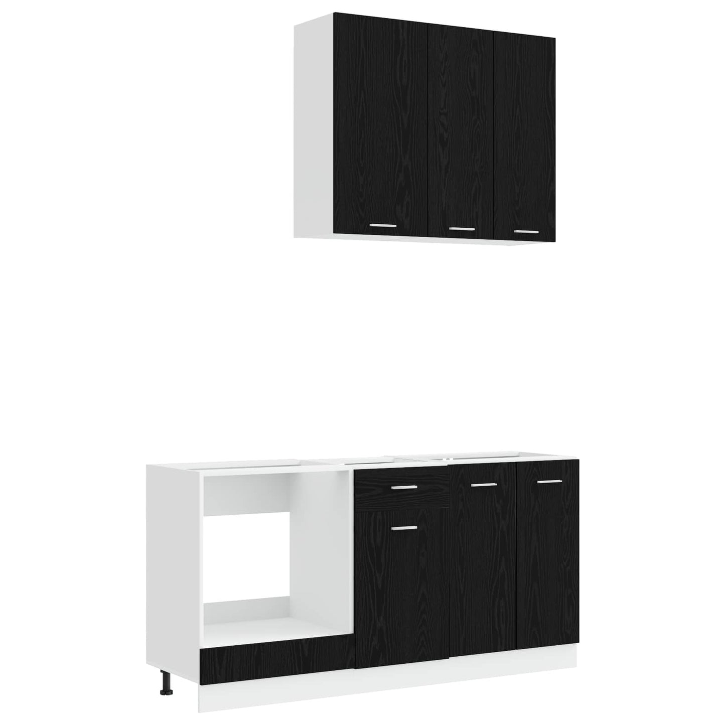 Keukenblok LYON 5 pcs Zwart eiken Bewerkt hout