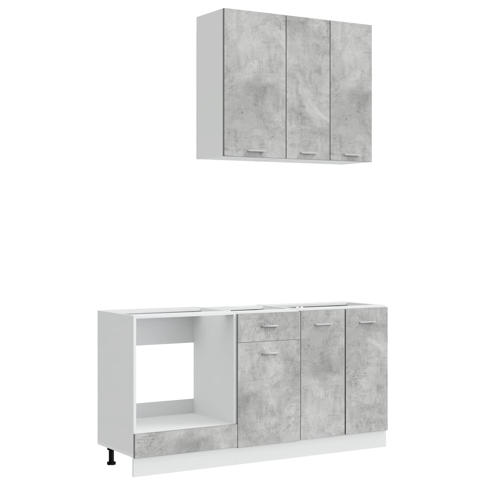 Keukenblok LYON 5 pcs Betongrijs Bewerkt hout