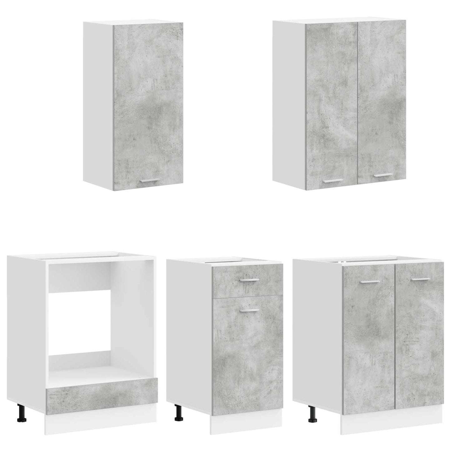 Keukenblok LYON 5 pcs Betongrijs Bewerkt hout