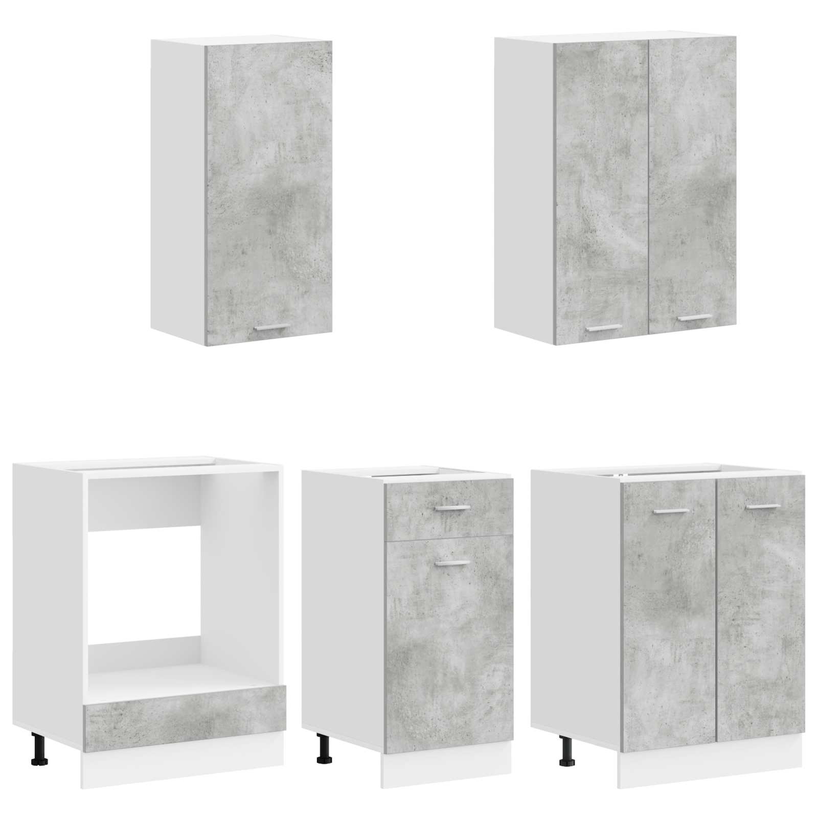 Keukenblok LYON 5 pcs Betongrijs Bewerkt hout