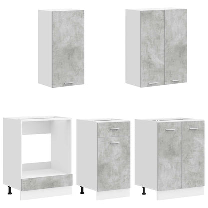 Keukenblok LYON 5 pcs Betongrijs Bewerkt hout