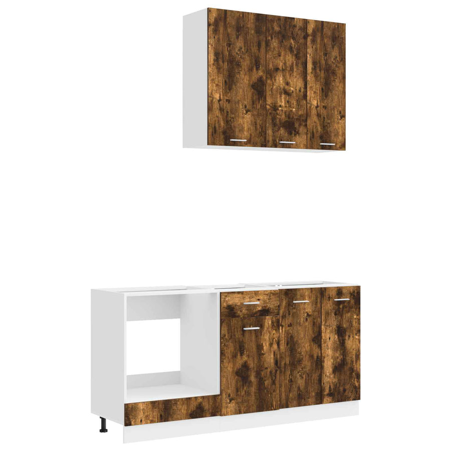 Keukenblok LYON 5 pcs Gerookt eiken Bewerkt hout