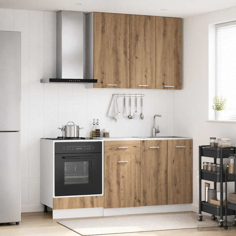 Keukenblok LYON 5 pcs Artisanaal eiken Bewerkt hout