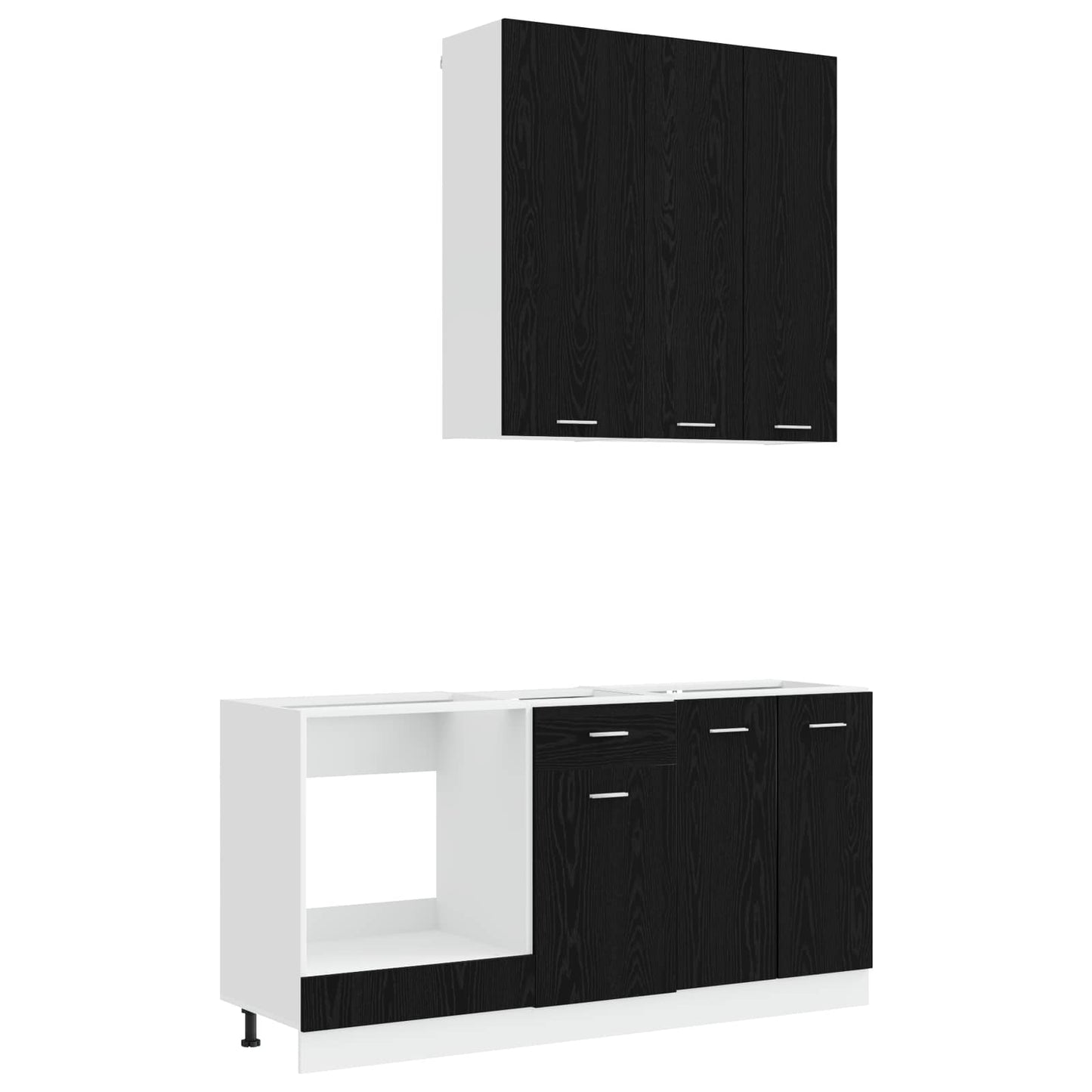 Keukenblok LYON 5 pcs Zwart eiken Bewerkt hout